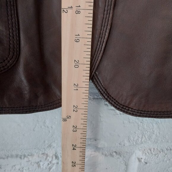 Vintage Wilsons Authentic Leather Jacket Womens Medium / Large Brown Button Up - Picture 10 of 13